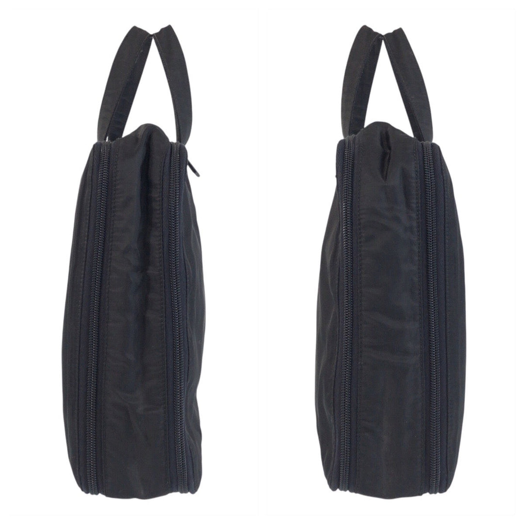 PRADA Business bag Nylon Black SilverMetal Business bag briefcase Test Triangle With logo mens Used Authentic