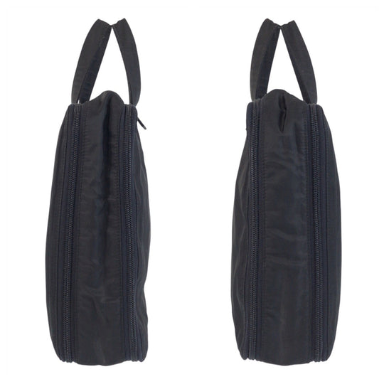 PRADA Business bag Nylon Black SilverMetal Business bag briefcase Test Triangle With logo mens Used Authentic