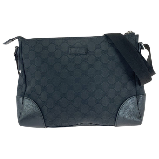 GUCCI Shoulder Bag 114273 GG canvas, leather Black black Shoulder Bag Messenger bag Women Used Authentic