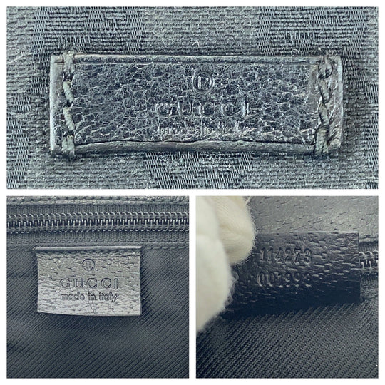 GUCCI Shoulder Bag 114273 GG canvas, leather Black black Shoulder Bag Messenger bag Women Used Authentic