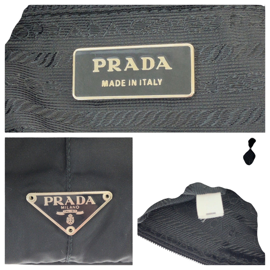 PRADA Handbag Nylon black Handbag accessory pouch Test Triangle With logo Women Used Authentic
