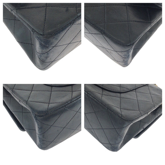 CHANEL Shoulder Bag lambskin Black GoldMetal matelasse 25 double flap COCO Mark Turnlock