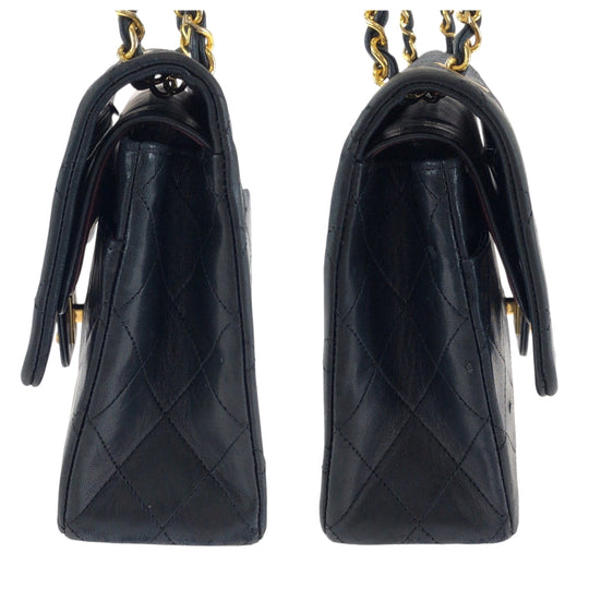 CHANEL Shoulder Bag lambskin Black GoldMetal matelasse 25 double flap COCO Mark Turnlock