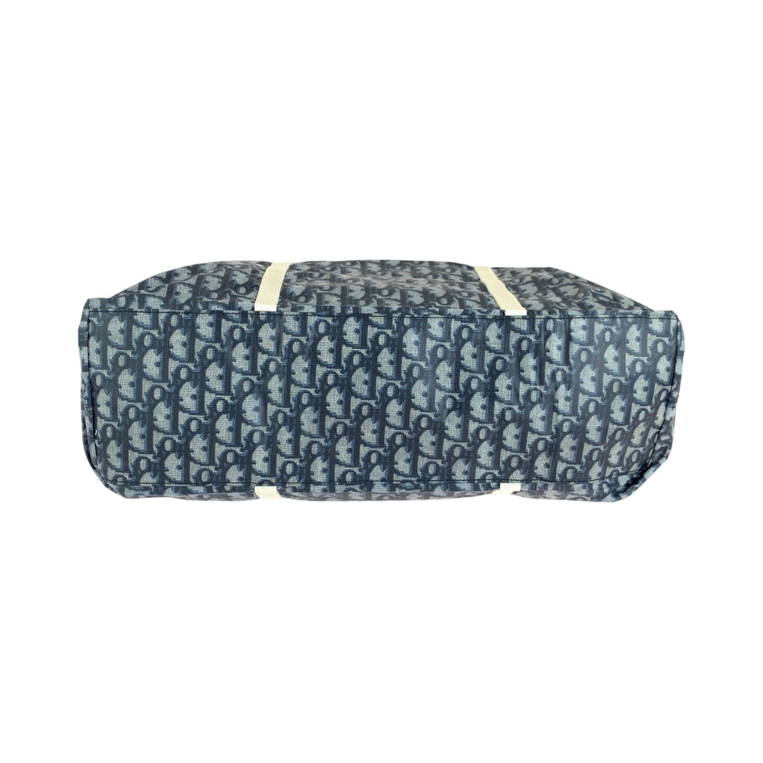 Dior Tote Bag MC1002 Nylon Navy white Tote Bag Eco Bag with Pouch Trotter Women Used Authentic