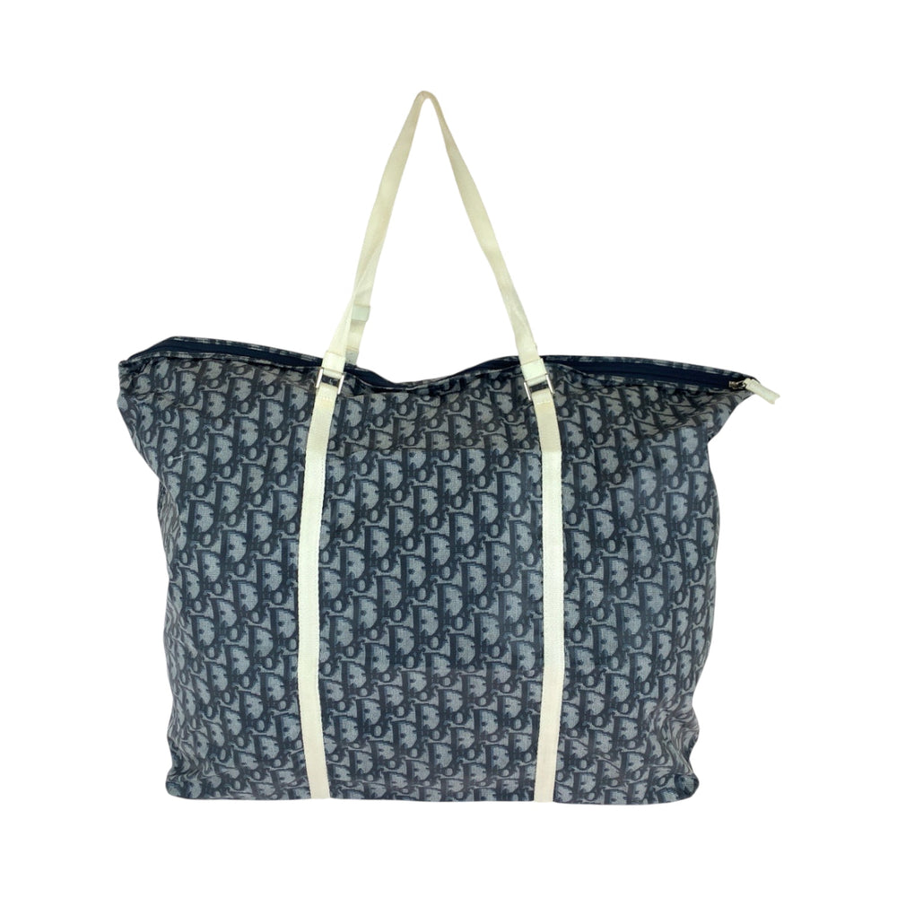 Dior Tote Bag MC1002 Nylon Navy white Tote Bag Eco Bag with Pouch Trotter Women Used Authentic