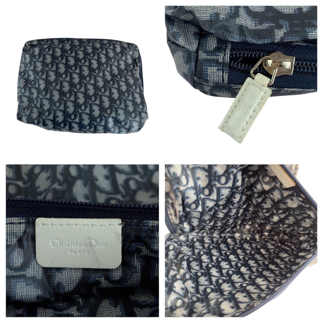 Dior Tote Bag MC1002 Nylon Navy white Tote Bag Eco Bag with Pouch Trotter Women Used Authentic