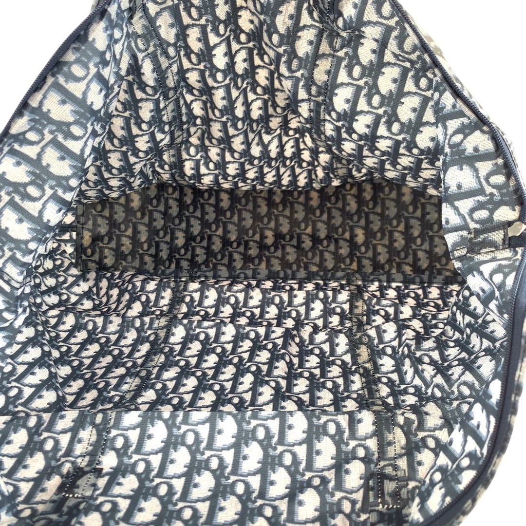 Dior Tote Bag MC1002 Nylon Navy white Tote Bag Eco Bag with Pouch Trotter Women Used Authentic