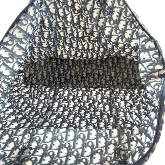 Dior Tote Bag MC1002 Nylon Navy white Tote Bag Eco Bag with Pouch Trotter Women Used Authentic