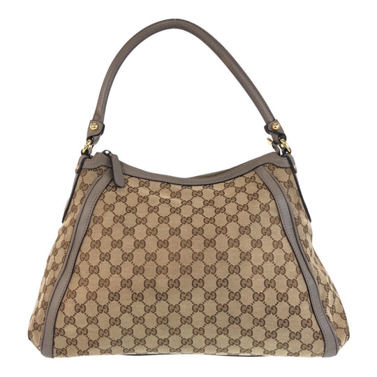 GUCCI Shoulder Bag 282297 GG canvas, leather Beige Gray Gold Metal scarlet Women Used Authentic