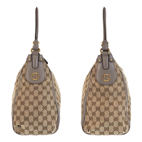 GUCCI Shoulder Bag 282297 GG canvas, leather Beige Gray Gold Metal scarlet Women Used Authentic