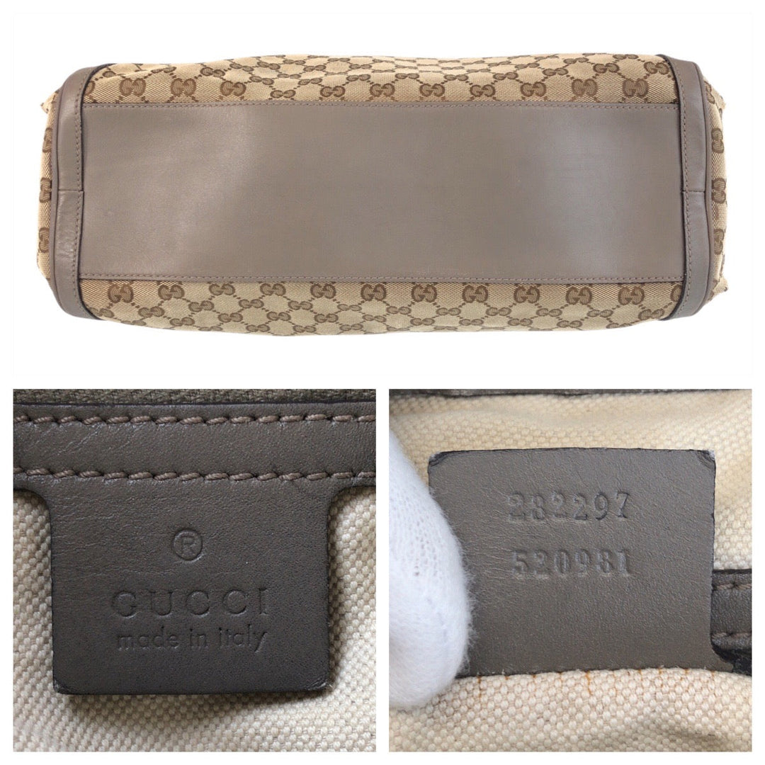 GUCCI Shoulder Bag 282297 GG canvas, leather Beige Gray Gold Metal scarlet Women Used Authentic