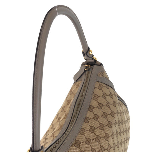 GUCCI Shoulder Bag 282297 GG canvas, leather Beige Gray Gold Metal scarlet Women Used Authentic