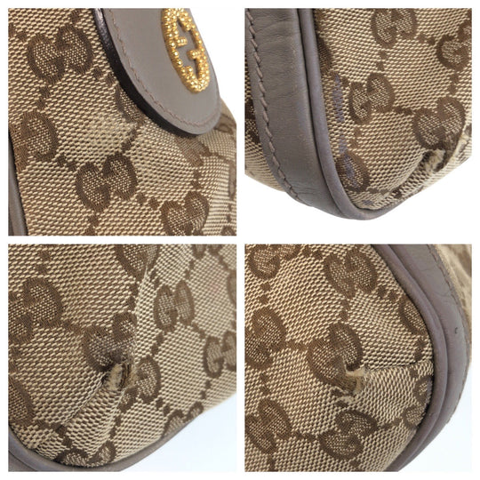GUCCI Shoulder Bag 282297 GG canvas, leather Beige Gray Gold Metal scarlet Women Used Authentic
