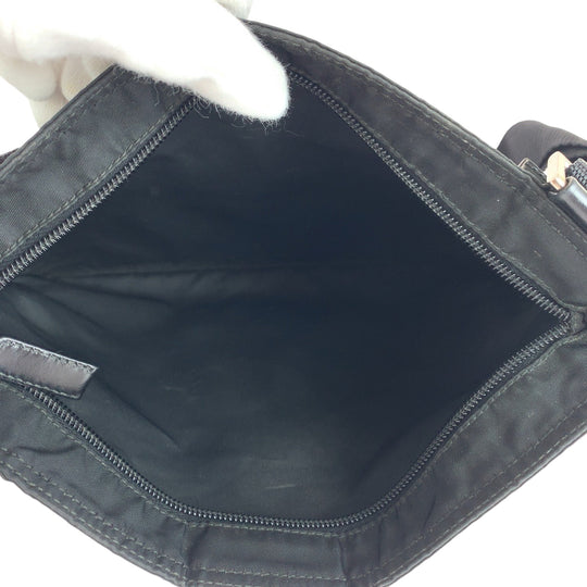 PRADA Shoulder Bag Nylon Black SilverMetal Shoulder Bag pochette Test Triangle With logo mens Used Authentic