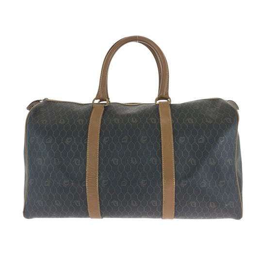 Dior Boston Duffel bag PVC Brown Gold Metal Boston Duffel bag Handbag Honeycomb Pattern Women Used Authentic