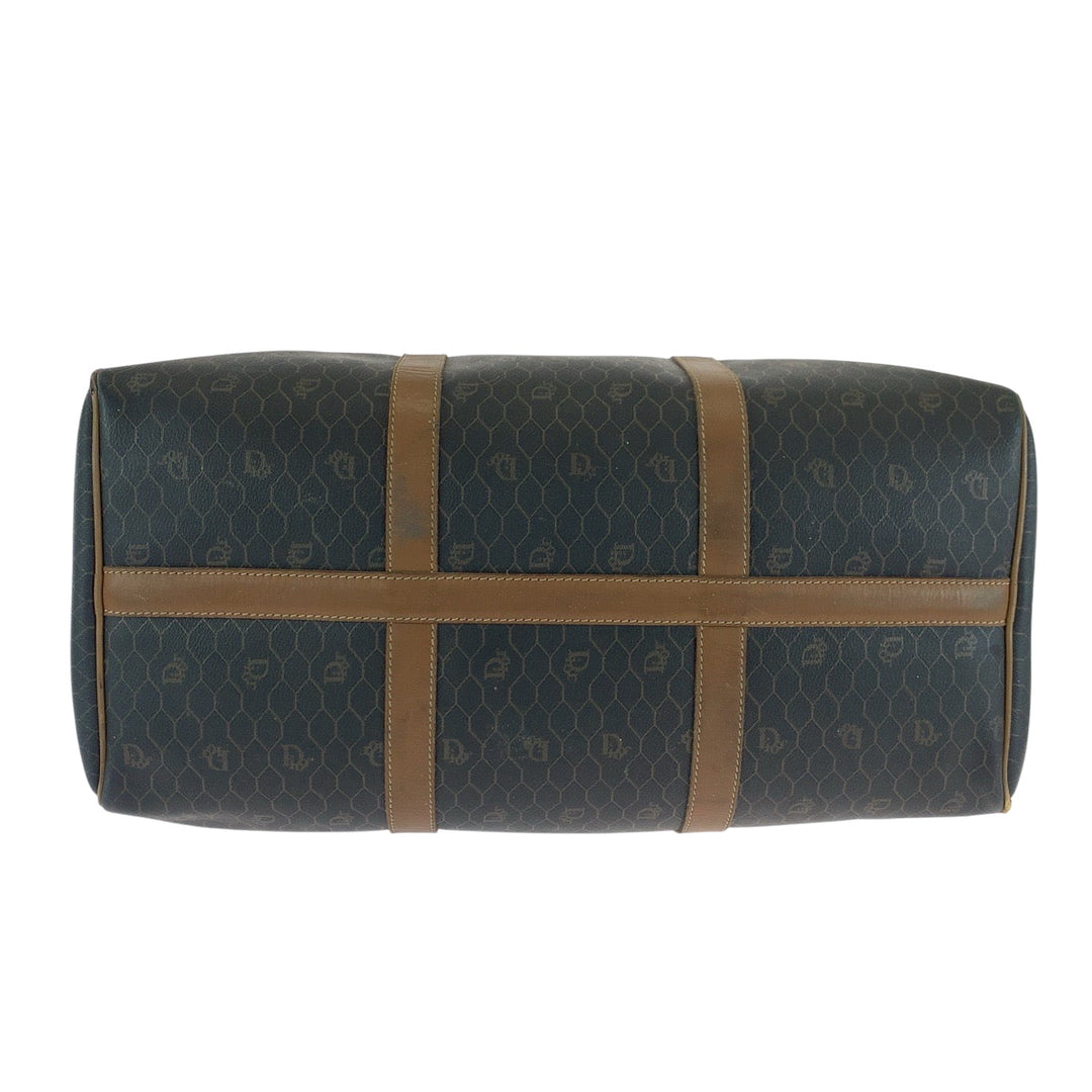 Dior Boston Duffel bag PVC Brown Gold Metal Boston Duffel bag Handbag Honeycomb Pattern Women Used Authentic