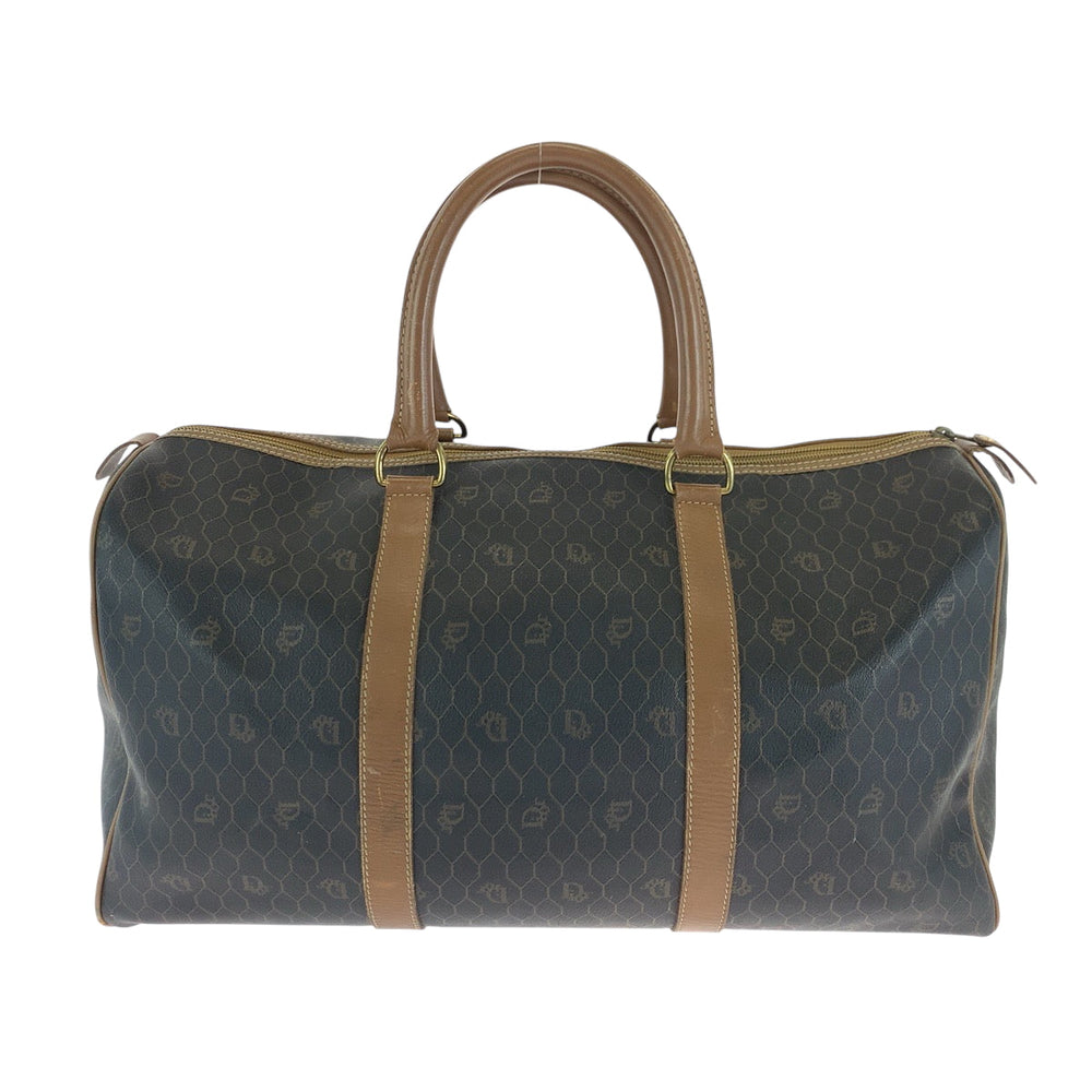 Dior Boston Duffel bag PVC Brown Gold Metal Boston Duffel bag Handbag Honeycomb Pattern Women Used Authentic