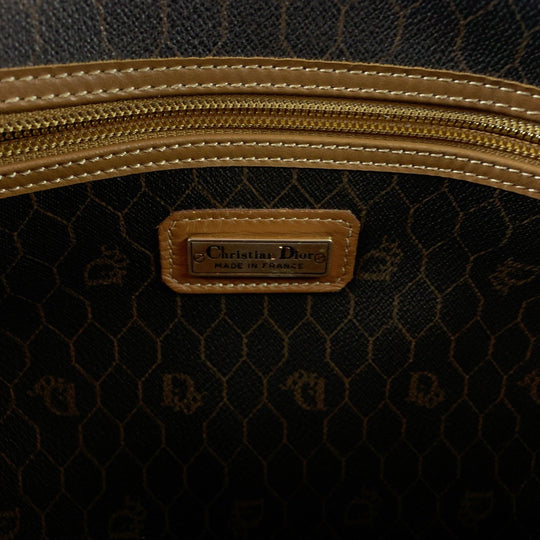 Dior Boston Duffel bag PVC Brown Gold Metal Boston Duffel bag Handbag Honeycomb Pattern Women Used Authentic
