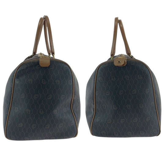 Dior Boston Duffel bag PVC Brown Gold Metal Boston Duffel bag Handbag Honeycomb Pattern Women Used Authentic