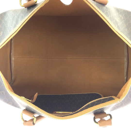 Dior Boston Duffel bag PVC Brown Gold Metal Boston Duffel bag Handbag Honeycomb Pattern Women Used Authentic