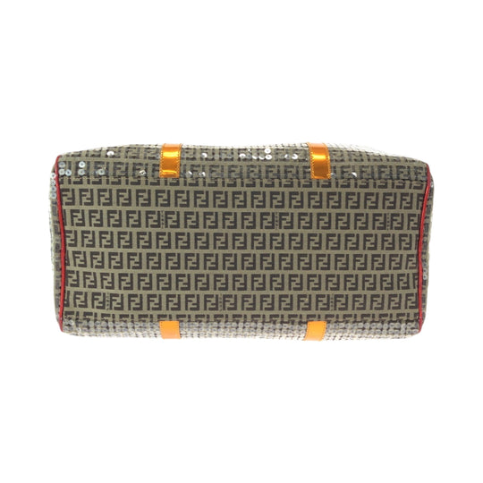 FENDI Boston Duffel bag 2370 8BL099 XBH 079 canvas Beige Multicolor Gold Metal Boston Duffel bag Handbag Zucchino Sequins Overnight Women Used Authentic