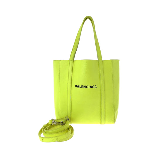 BALENCIAGA Shoulder Bag 551815 leather Yellow Black SilverMetal Jolder Bag Tote Bag 2way Everyday XXS Women Used Authentic