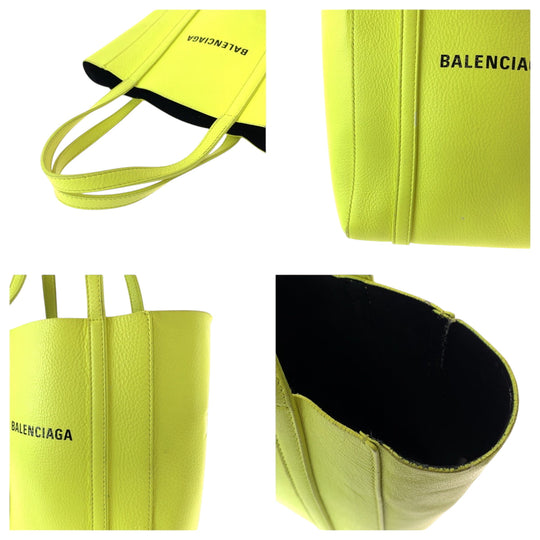 BALENCIAGA Shoulder Bag 551815 leather Yellow Black SilverMetal Jolder Bag Tote Bag 2way Everyday XXS Women Used Authentic