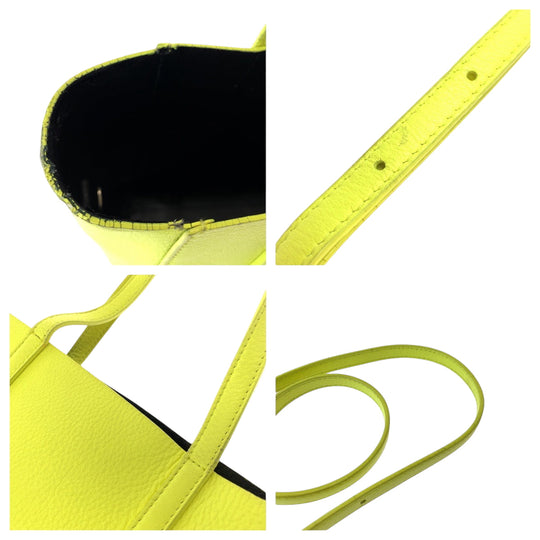 BALENCIAGA Shoulder Bag 551815 leather Yellow Black SilverMetal Jolder Bag Tote Bag 2way Everyday XXS Women Used Authentic