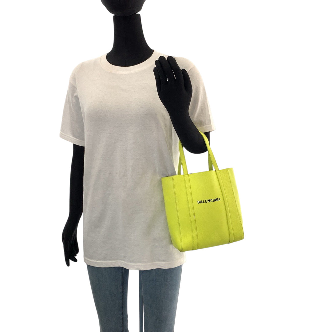 BALENCIAGA Shoulder Bag 551815 leather Yellow Black SilverMetal Jolder Bag Tote Bag 2way Everyday XXS Women Used Authentic