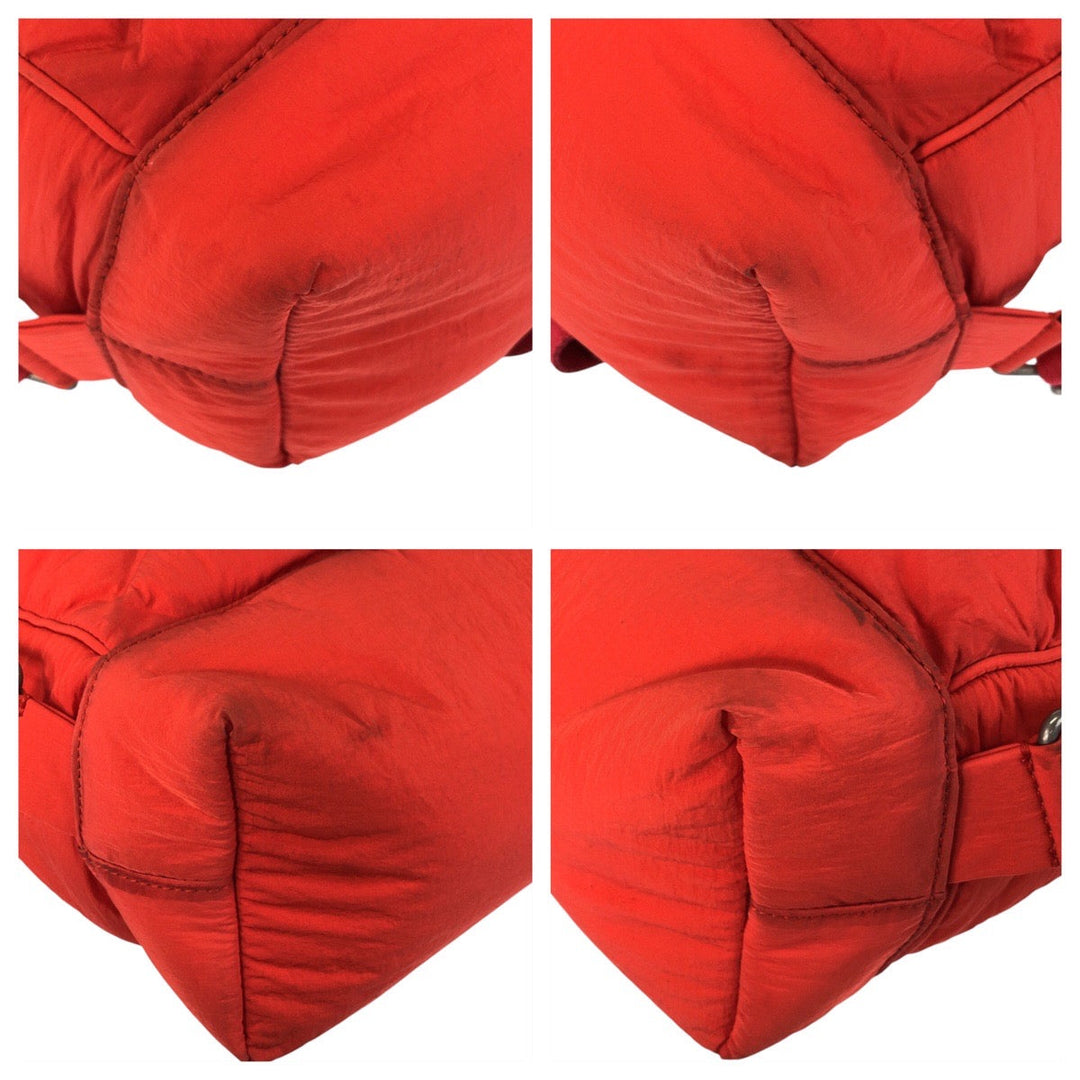 BOTTEGAVENETA Backpack Nylon Red Silver Metal MAXI INTRECCIATO
