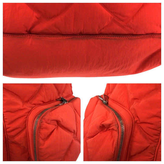 BOTTEGAVENETA Backpack Nylon Red Silver Metal MAXI INTRECCIATO