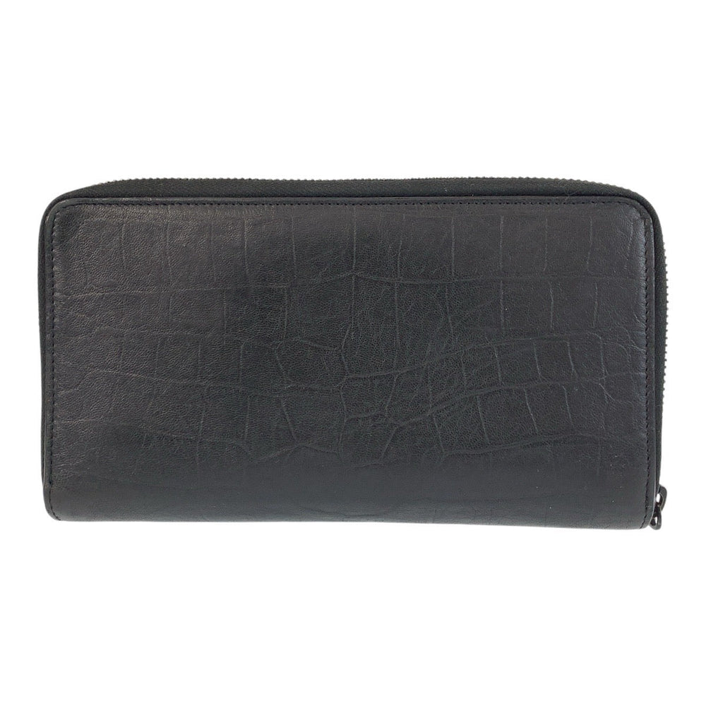 SAINT LAURENT PARIS Long Wallet Purse leather Black black Long Wallet Purse YSL Embossing mens Used Authentic