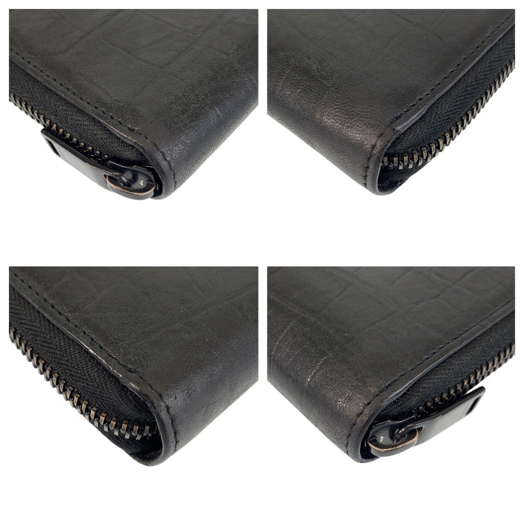 SAINT LAURENT PARIS Long Wallet Purse leather Black black Long Wallet Purse YSL Embossing mens Used Authentic