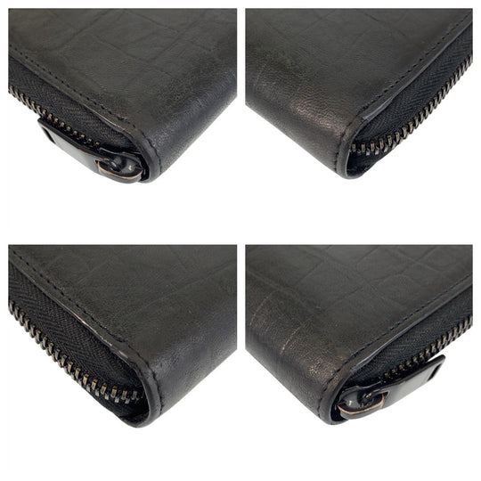 SAINT LAURENT PARIS Long Wallet Purse leather Black black Long Wallet Purse YSL Embossing mens Used Authentic