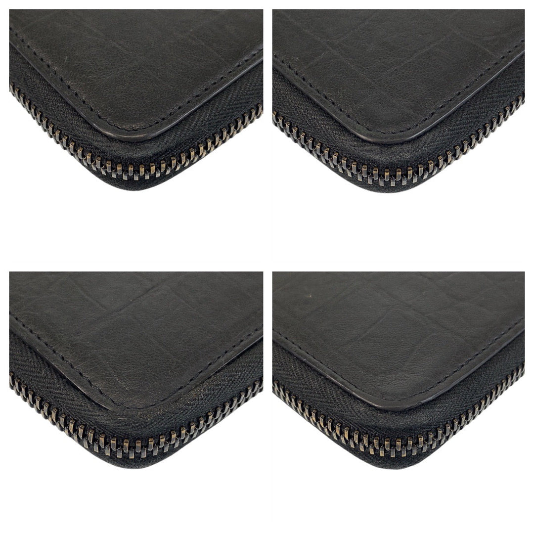 SAINT LAURENT PARIS Long Wallet Purse leather Black black Long Wallet Purse YSL Embossing mens Used Authentic