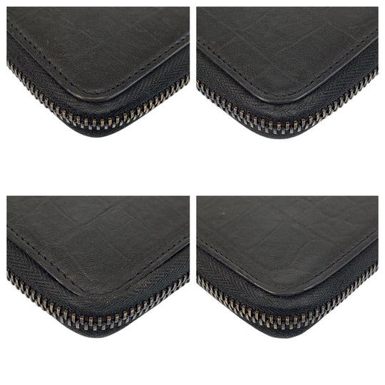 SAINT LAURENT PARIS Long Wallet Purse leather Black black Long Wallet Purse YSL Embossing mens Used Authentic