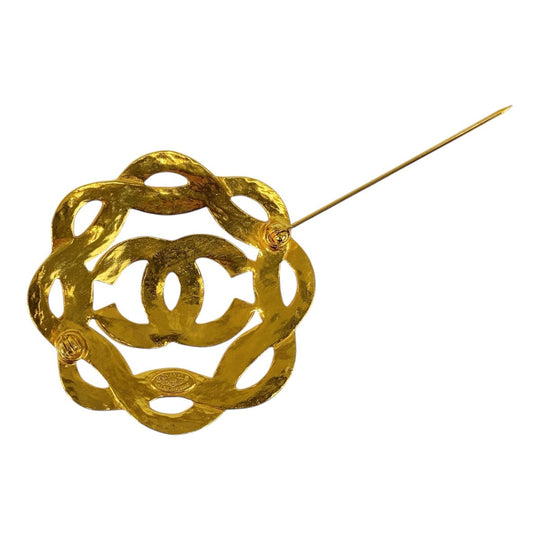 CHANEL Brooch plating gold COCO Mark Women Used Authentic