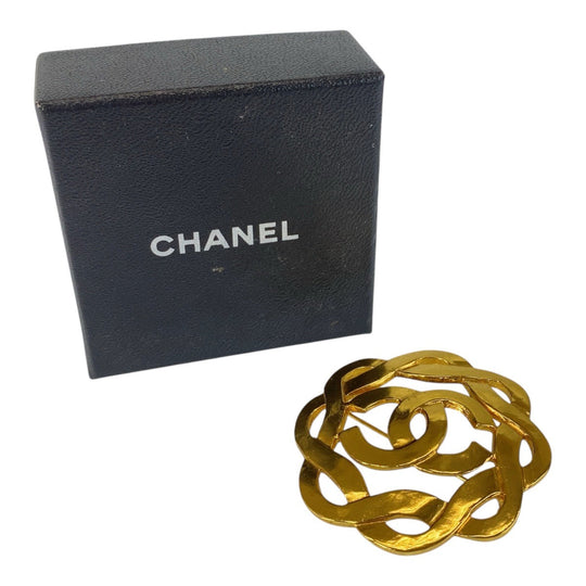 CHANEL Brooch plating gold COCO Mark Women Used Authentic