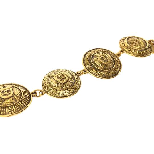 CHANEL bracelet plating gold bracelet 1990 Cambon COCO Mark Women Used Authentic
