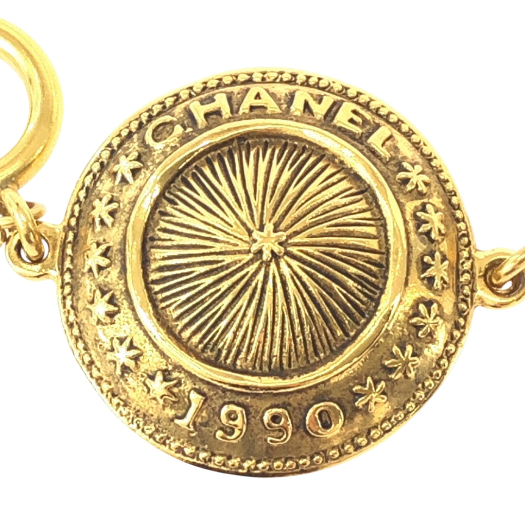 CHANEL bracelet plating gold bracelet 1990 Cambon COCO Mark Women Used Authentic
