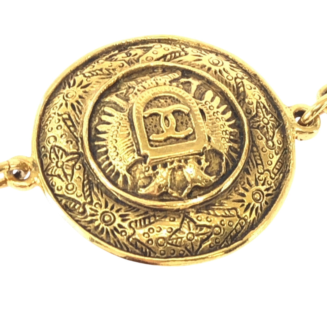 CHANEL bracelet plating gold bracelet 1990 Cambon COCO Mark Women Used Authentic