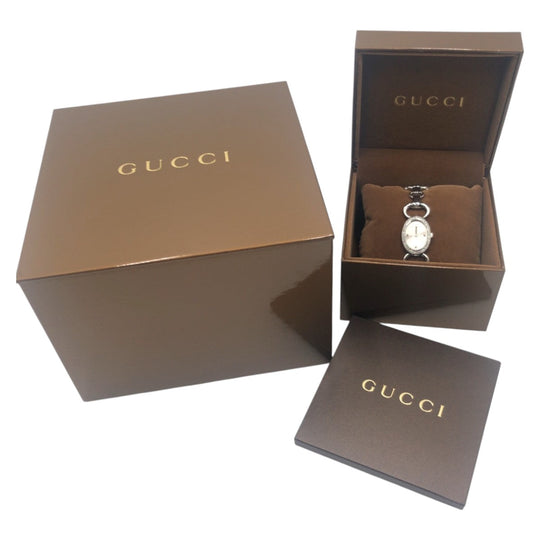 GUCCI Watches 2458 01/08 12805735 metal Silver Tornavoni Oval Diamond Bezel Women Used Authentic