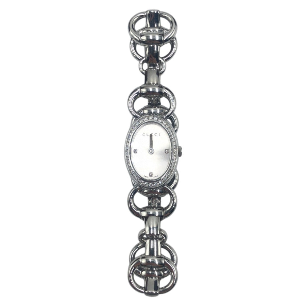 GUCCI Watches 2458 01/08 12805735 metal Silver Tornavoni Oval Diamond Bezel Women Used Authentic