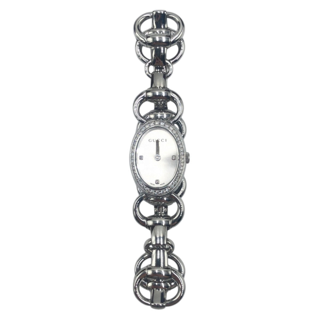GUCCI Watches 2458 01/08 12805735 metal Silver Tornavoni Oval Diamond Bezel Women Used Authentic