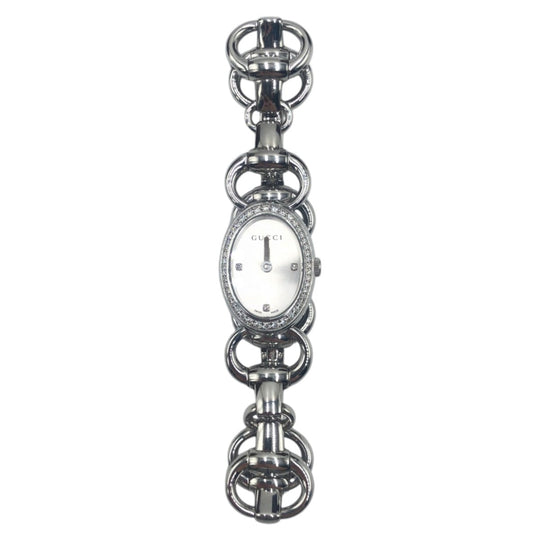 GUCCI Watches 2458 01/08 12805735 metal Silver Tornavoni Oval Diamond Bezel Women Used Authentic