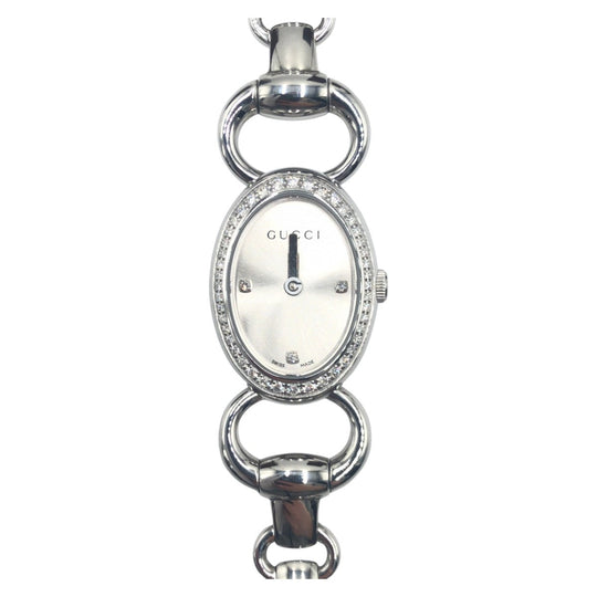 GUCCI Watches 2458 01/08 12805735 metal Silver Tornavoni Oval Diamond Bezel Women Used Authentic