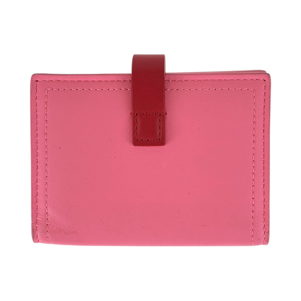 BOTTEGAVENETA Card Case leather Pink Red SilverMetal Women Used Authentic