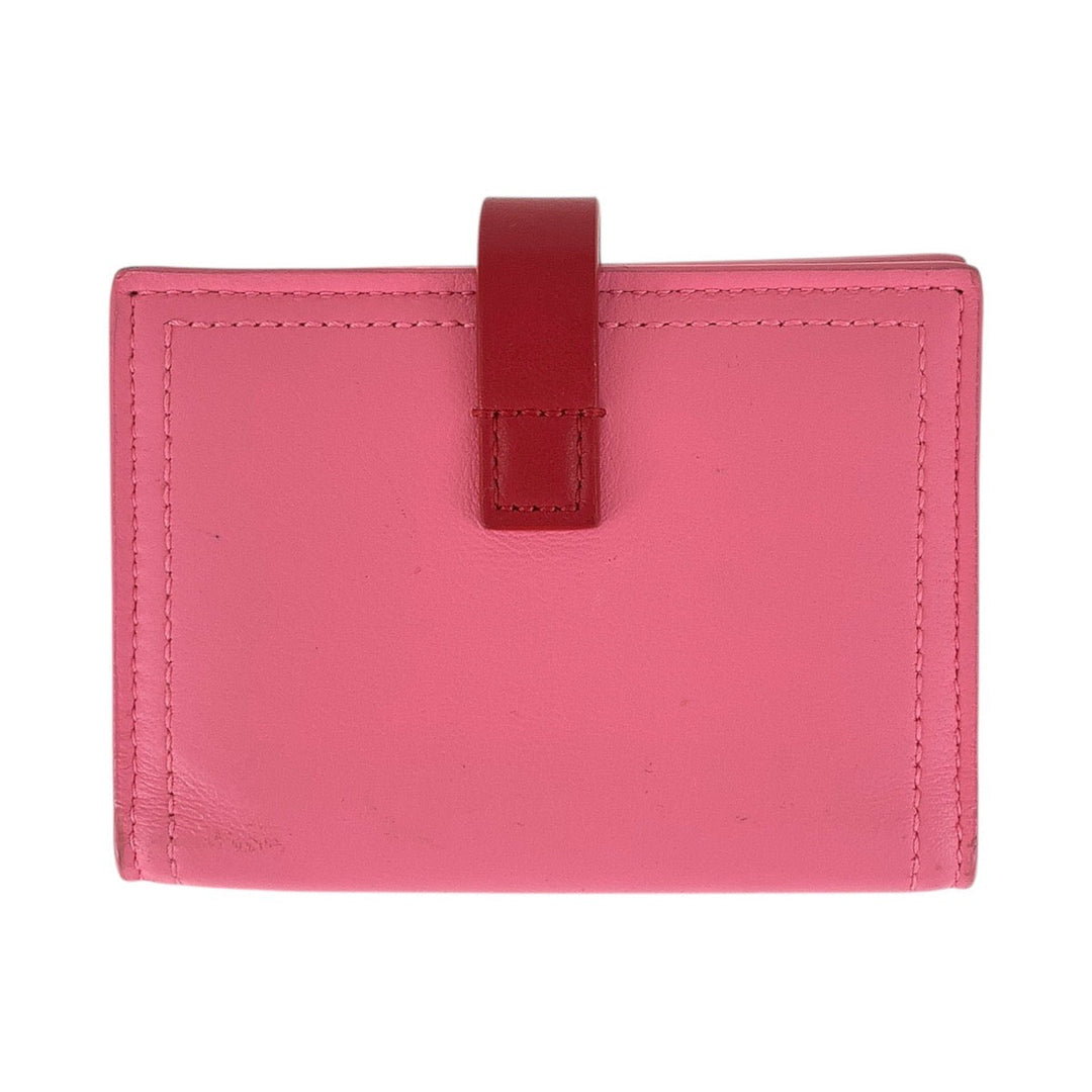 BOTTEGAVENETA Card Case leather Pink Red SilverMetal Women Used Authentic