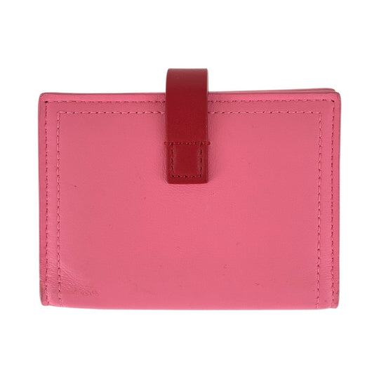 BOTTEGAVENETA Card Case leather Pink Red SilverMetal Women Used Authentic