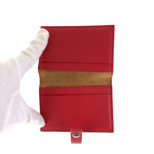 BOTTEGAVENETA Card Case leather Pink Red SilverMetal Women Used Authentic